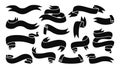 Ribbon banner black glyph cartoon set Tape vector Royalty Free Stock Photo