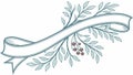 Ribbon banner with leaves and berries, elegant nature-inspired decorative element, vector design Generative AI Royalty Free Stock Photo