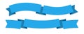 Ribbon banner. Two blue ribbons. Festive wavy blank horizontal paper tapes, empty satin decorative promotion labels and