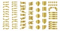 Ribbon or banner vector set. Flat vector ribbons banners isolated background. Ribbon gold colored. Set ribbons or banners. Vector Royalty Free Stock Photo