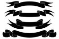 Ribbon banners. Black icons set