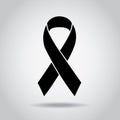 Ribbon Black Awareness Mourning and melanoma Sign Symbol Vector