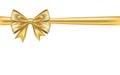 Ribbon bow gift, isolated white background. Satin gold design festive frame. Decorative Christmas, Valentine day card Royalty Free Stock Photo