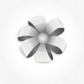 Ribbon bow. Light gray color. Daisy flower form. Isolated element.