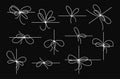 Ribbon bows set with simple line design on chalkboard background. Simple outline bowknots in a clean, hand drawn style. Vector