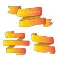 Ribbon collection in orange and yellow colors. Cartoon banners vector clip art Royalty Free Stock Photo