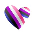 Ribbon in the colors of the flag of gender fluid pride in the shape of a heart. A colorful logo of one of the LGBT flags. Sexual