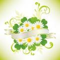 Ribbon with daisy and clover