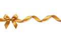 Elegant gold ribbon bow on white background Royalty Free Stock Photo