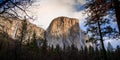 Ribbon Falls and El Capitan Landscape, Yosemite National Park, California