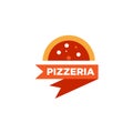 Ribbon flat pizza logo template