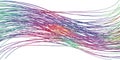 Ribbon flow color swirl strokes. Wave sea isolated random lines. Wires as hair beam sheaf