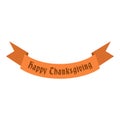 Ribbon happy thanksgiving icon, flat style