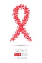 Ribbon from little colorful hearts, AIDS world day symbol. Vector illustration.