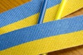 Ribbon in the nation colors of the Ukrainian flag. No war in Ukraine. Concept of patriotism Royalty Free Stock Photo