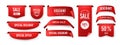 Ribbon price tag. Sale and special offer red label, offer sticker . Vector isolated set Royalty Free Stock Photo