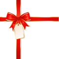 Ribbon / red bow / with card / vector Royalty Free Stock Photo
