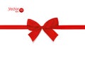 Ribbon with red bow on a white background. Vector illustration.