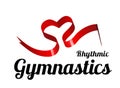 Ribbon for rhythmic gymnastics in the shape of a heart. Vector illustration on white