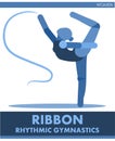 Ribbon. Rhythmic gymnastics. Sports Women`s competition. Vector. Icon, pictogram. Summer international sport. Girls. Women contest