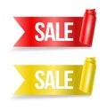 Ribbon sale banner red and yellow.