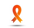 Ribbon sign icon. Breast cancer awareness symbol.