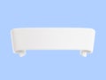 Ribbon text banner 3d render - white glossy rolled double tape for sale or promotion message.