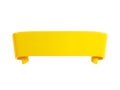 Ribbon text banner 3d render - yellow glossy rolled double tape for sale or promotion message.