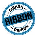 RIBBON text written on blue-black round stamp sign