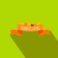 Ribbon thanksgiving flat icon