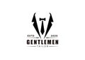 Ribbon Tie Tuxedo Suit Gentleman Fashion Tailor Clothes Vintage Classic Logo design Royalty Free Stock Photo