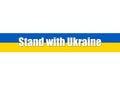 Ribbon with Ukrainian flag and slogan Stand with Ukraine