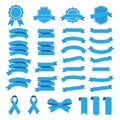 Ribbon vector icon set on white background. Collection banner isolated shapes illustration of gift and accessory. Royalty Free Stock Photo