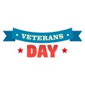 Ribbon veterans day logo, flat style