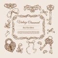 Ribboned Elegance: Vintage Frame Vector for Stylish Wedding Invites