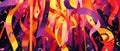 Ribbons background for Beltane celebration. Flat illustration. Horizontal banner 7:3