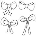 Ribbons Bows Line Art Royalty Free Stock Photo