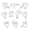 Ribbons graphic hearts set. Ribbons beautiful elements for your design.