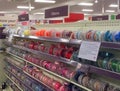 Ribbons for sale in a haberdashery shop or store.