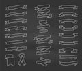 Ribbons set in sketchy style. Chalk contour hand drawn vintage ribbons collection for text decoration, banner, labels Royalty Free Stock Photo