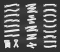 Ribbons set in sketchy style. Chalk hand drawn vintage ribbons collection for text decoration, banner, labels, greeting Royalty Free Stock Photo