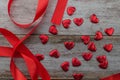 Ribbons shaped as hearts on white, valentines day concept Royalty Free Stock Photo