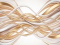 Intertwined Golden and White Ribbons Creating a Smooth, and Flowing Abstract Pattern on a White Background Royalty Free Stock Photo