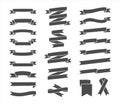 Ribbons silhouettes set. Hand drawn vintage ribbons collection for text decoration, banner, labels, greeting card Royalty Free Stock Photo