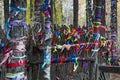 Ribbons on Trees and Wooden Fence