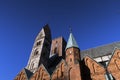 Ribe Cathedral in a low angle view Royalty Free Stock Photo