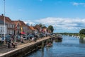 Harbor with rummage sale market in medieval city of Ribe in Denmark, Europe Royalty Free Stock Photo