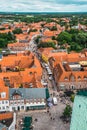 Ribe, Denmark: Top view of the oldest Danish town Ribe in southern Denmark Royalty Free Stock Photo