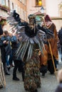 RibeauvillÃÂ©, Alsace, France - December 8, 2019: masquerade parade with people dressed in monsters or scary tale characters