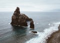 Ribeira da Janela famous Volcanic cliffs in the Atlantic view with ocean bay at the end of February, Madeira island, Portugal Royalty Free Stock Photo